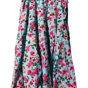 Ann Taylor Pink & Light Blue Floral Midi Skirt